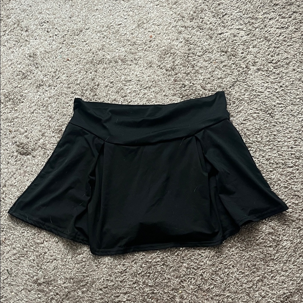 Black Flared Mini Skirt